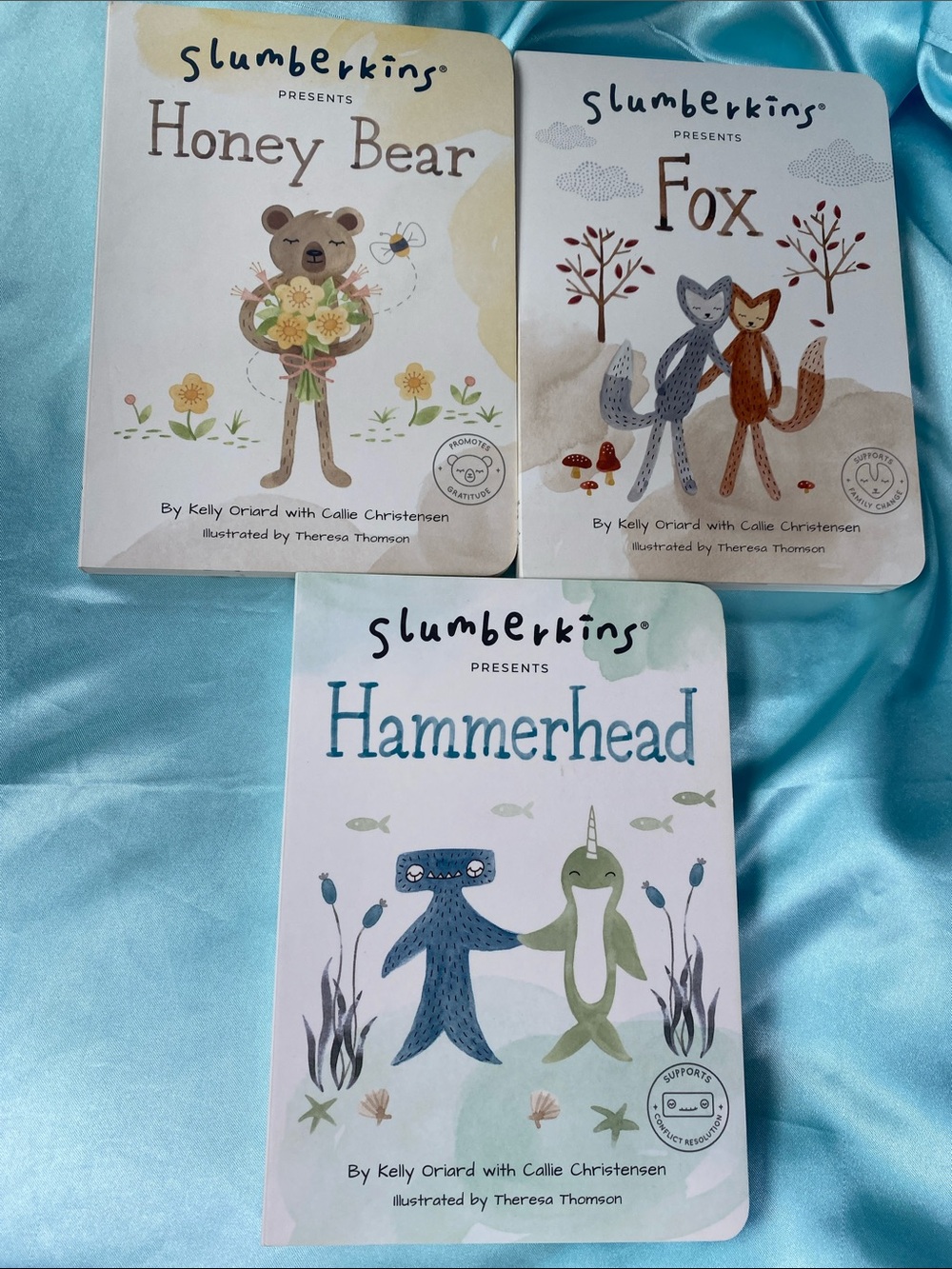 Kids Slumberkins Board Books - Honey Bear, Fox, Hammerhead